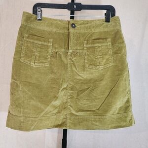 ATHLETA Corduroy Cordoba Olive Green Mini Skirt